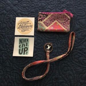 Vera Bradley Zip ID Case & Lanyard + 2 stickers !!